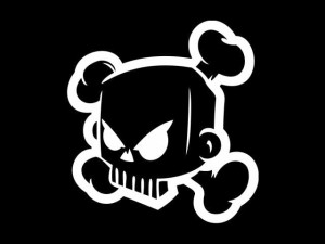 Naklejka "Block skull" 10 cm (biała)