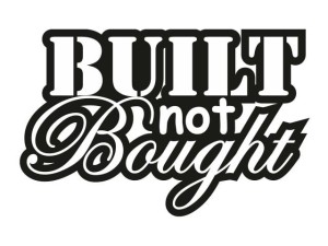 Naklejka "Built not bought" 15 cm (czarna)