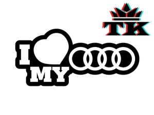 Naklejka "I love my AUDI" 14,5 cm (czarna)