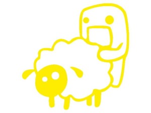 Naklejka "Domokun sheep fucker" 10 cm (żółta)