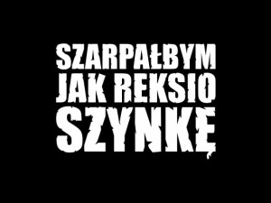 Naklejka "Szarpalbym jak Reksio szynke" 10 cm (biała)