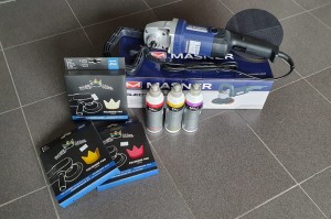 Kompletny zestaw do polerowania lakieru z maszyną polerską K2 MASNER / 3 pasty + 3 pady