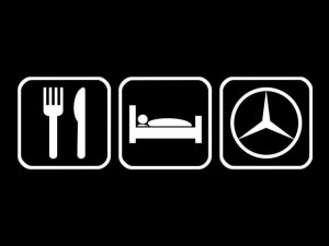 Naklejka "Eat Sleep MERCEDES" 19 cm (biała)