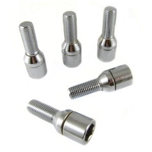 Zestaw 20 srebrnych śrub pływających 12x1,5 do felg (długość gwintu 27 mm) + klucz