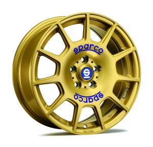 Felga aluminiowa SPARCO TERRA RACE GOLD BLUE LETTERING 7,5x17 5x100 ET48