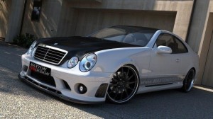 Splitter przedni Mercedes CLK W208 (do zderzaka ME-CLK-208-AMG204-F1) (carbon look)
