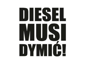 Naklejka "Diesel musi dymic!" 10 cm (czarna)