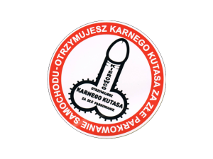 Naklejka "Karny kutas - napis" 10 cm - 50 szt.