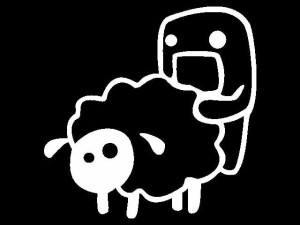 Naklejka "Domokun sheep fucker" 10 cm (biała)
