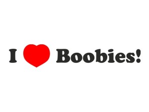 Naklejka "I love BOOBIES" 12 cm (czarna)