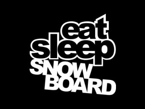 Naklejka "Eat Sleep SNOWBOARD" 10 cm (biała)