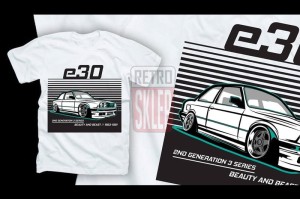 Koszulka t-shirt "BMW E30 - Beauty and beast" (rozm. S - XXL)