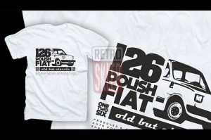 Koszulka t-shirt "POLISH Fiat 126p" (biała) (rozm. S - XXL)