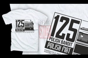 Koszulka t-shirt "Fiat 125p POLISH BANDIT" (biała) (rozm. S - XXL)