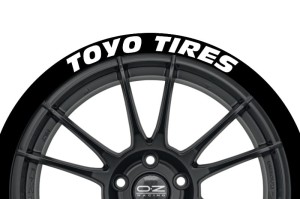 Napisy na opony TOYO TIRES (białe lub żółte) - różne rozmiary (komplet 4 szt.)