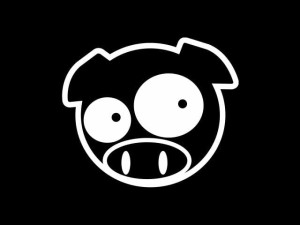 Naklejka "Swinka Power PIG" 10 cm (biała)