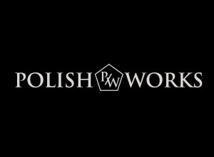 Naklejka "POLISH | WORKS z pentagramem" 60 cm (biała)