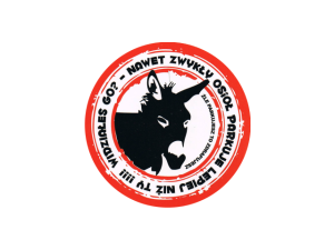 Naklejka "Karny osioł" 10 cm - 50 szt.