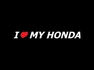 Naklejka "I love HONDA" 20 cm (biała)
