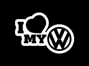 Naklejka "I love my VW" 12 cm (biała)