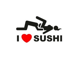 Naklejka "I love my SUSHI 10 cm (czarna)