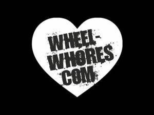 Naklejka "Wheel Whores" 10 cm (biała)