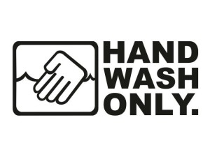 Naklejka "Hand wash only" 15 cm (czarna)