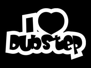 Naklejka "I love DUBSTEP" 15 cm (biała)