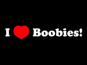 Naklejka "I love BOOBIES" 12 cm (biała)