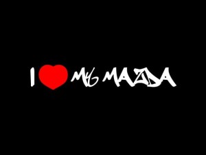Naklejka "I love my MAZDA" 20 cm (biała)